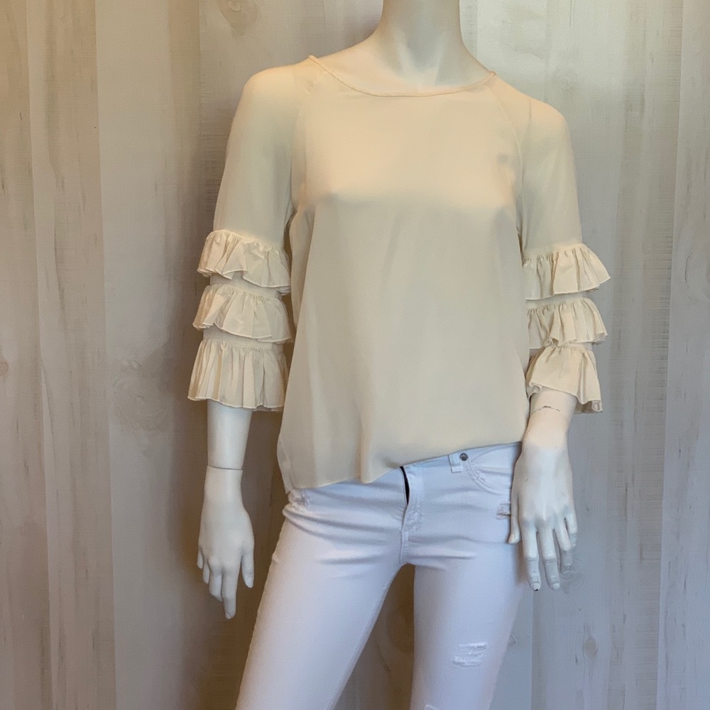 Tibi classic 3/4 ruffled sleeve top